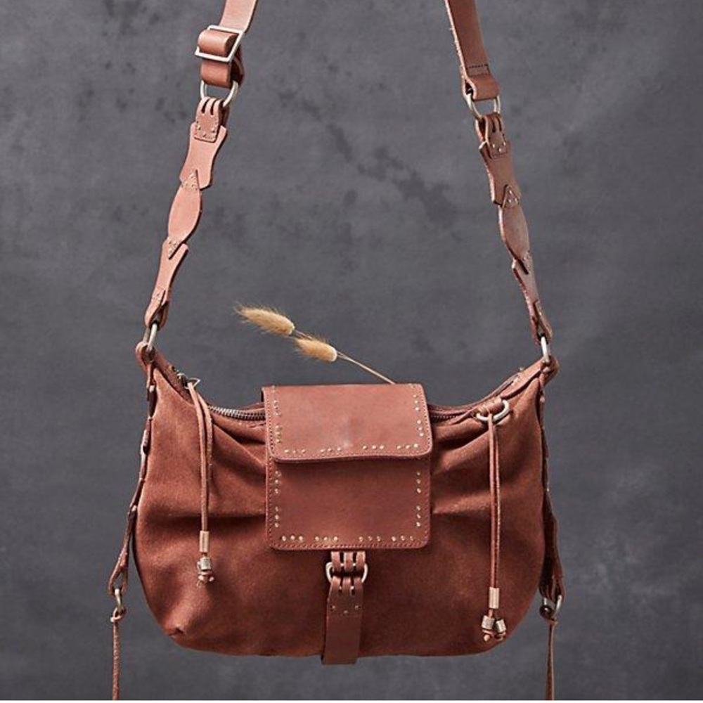 Free People Brown Leather Crossbody Bag